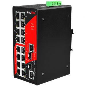 18 Port Industrial Ethernet Switch 16 x 10/100TX  2 x 10/100/1000T/SFP Ext Temp